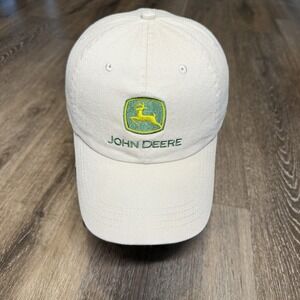 John Deere Hat Khaki Tan Baseball Cap Adj Strap Farm Work‎ Chore Tractor